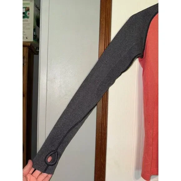 Lululemon Run Swiftly Tech Orange Gray Heather Long Sleeve Shirt Size 6 - Picture 3 of 12